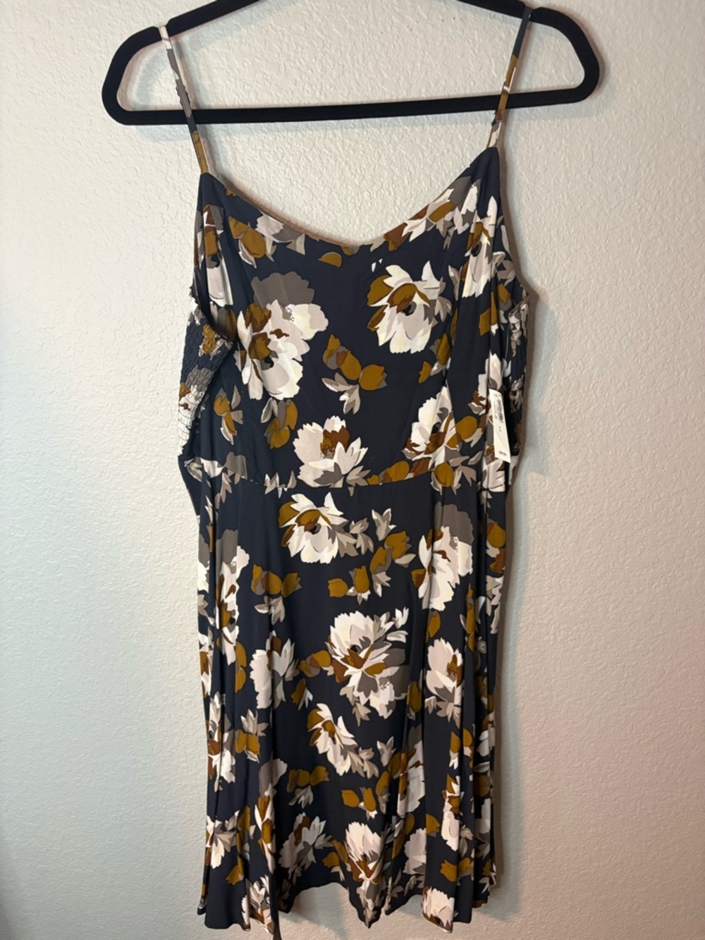 Old Navy Navy Floral Midi Dress with White & Mustard Flowers